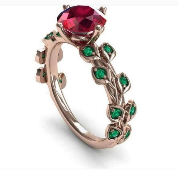 925 STER Silver Emerald & Ruby.material Ster Sl The Color Is Gold . - Picture 3 of 6